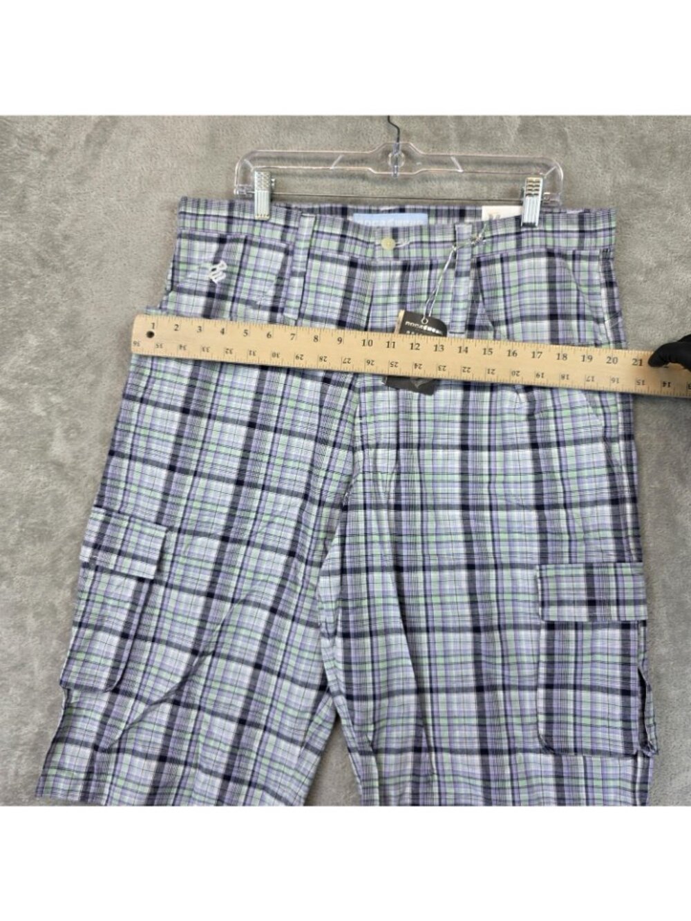 Rocawear Cargo Shorts Mens 36 Blue Plaid Cotton Original Fit 15 Inseam Hip Hop - Picture 11 of 13